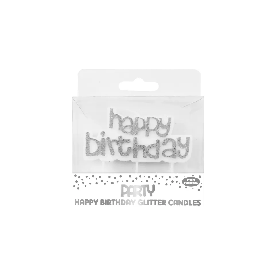 HB GLITTER CANDLE SILV 6'S/ Pc.