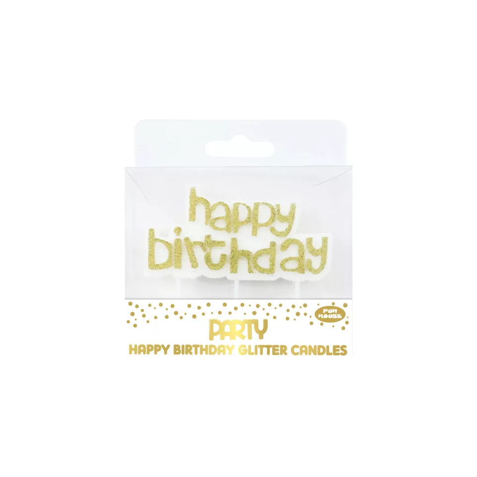 HB GLITTER CANDLE GOLD 6'S/ Pc.