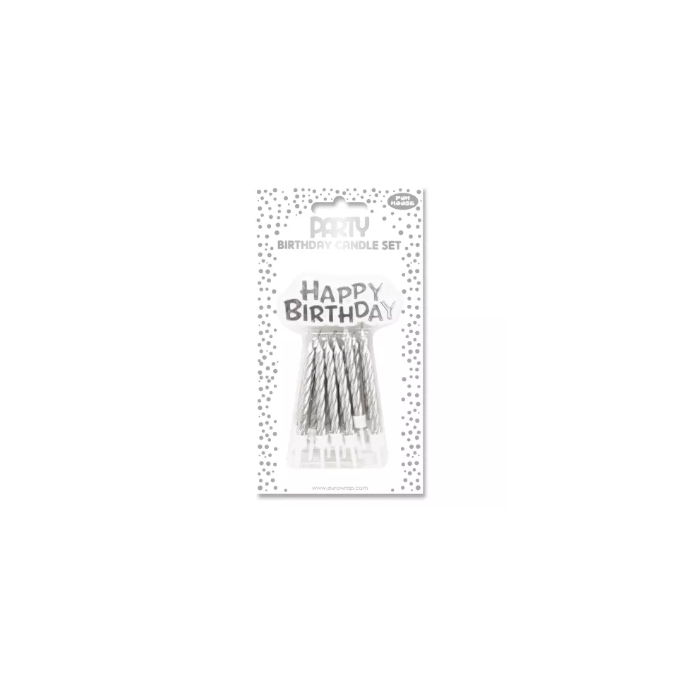 SILVER MET CAKE CANDLE SET 6S/ Pc.