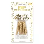 12 kaarsen+houder+Happy Birth. Goud-/ St.