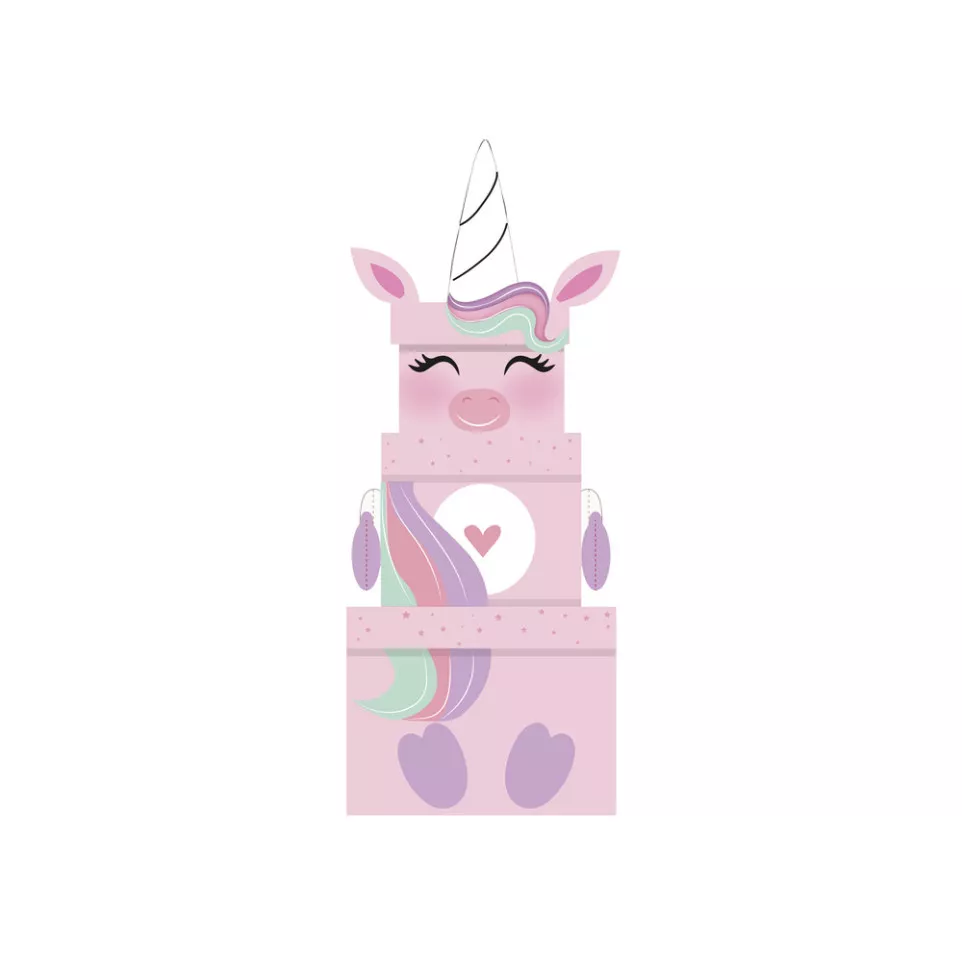 Licorne, set de 3 boites carrées-/ Pc.
