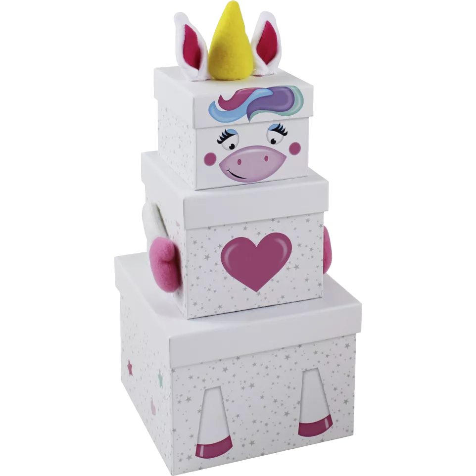 Licorne, set de 3 boites carrées/ Pce