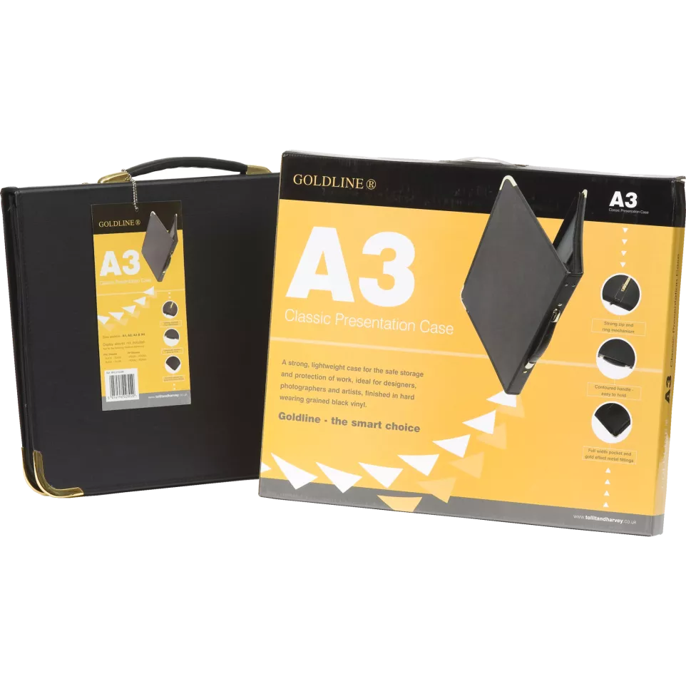 Press-Book Goldline m/ring A3 zwart-/...