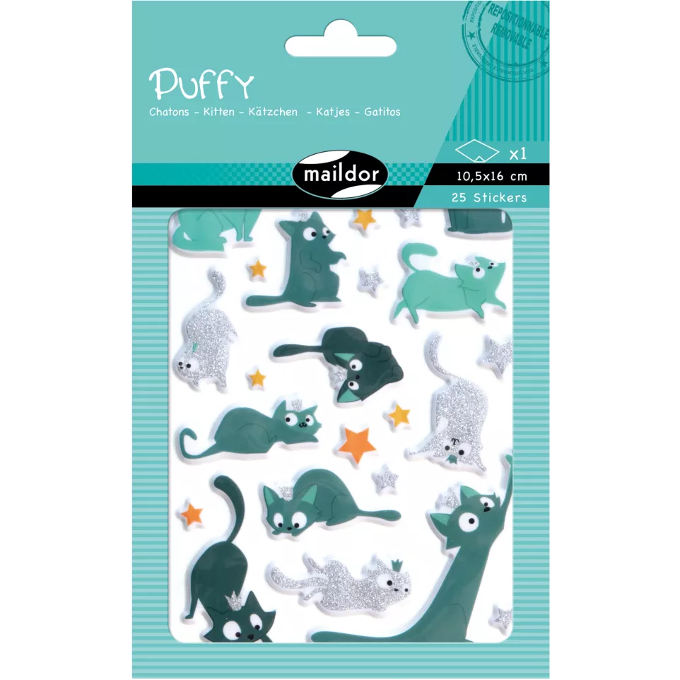 Puffy, Glitter, Kittens,zakje 1 vel-/...