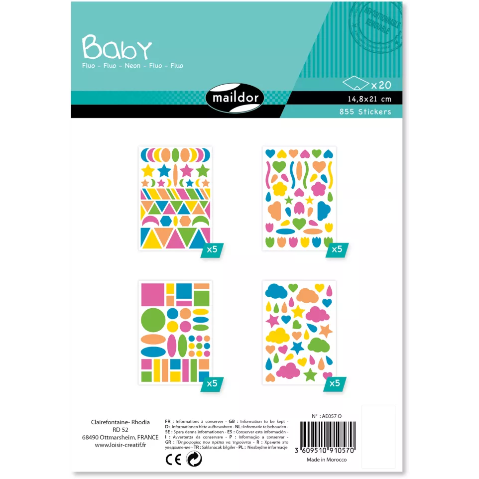 Baby, Geometrisch Fluo, 20 vel-/ St.