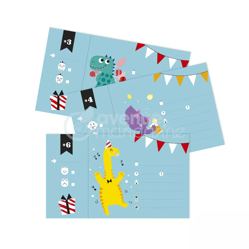 Cartes d'invitation, Dinosaures/ Pce
