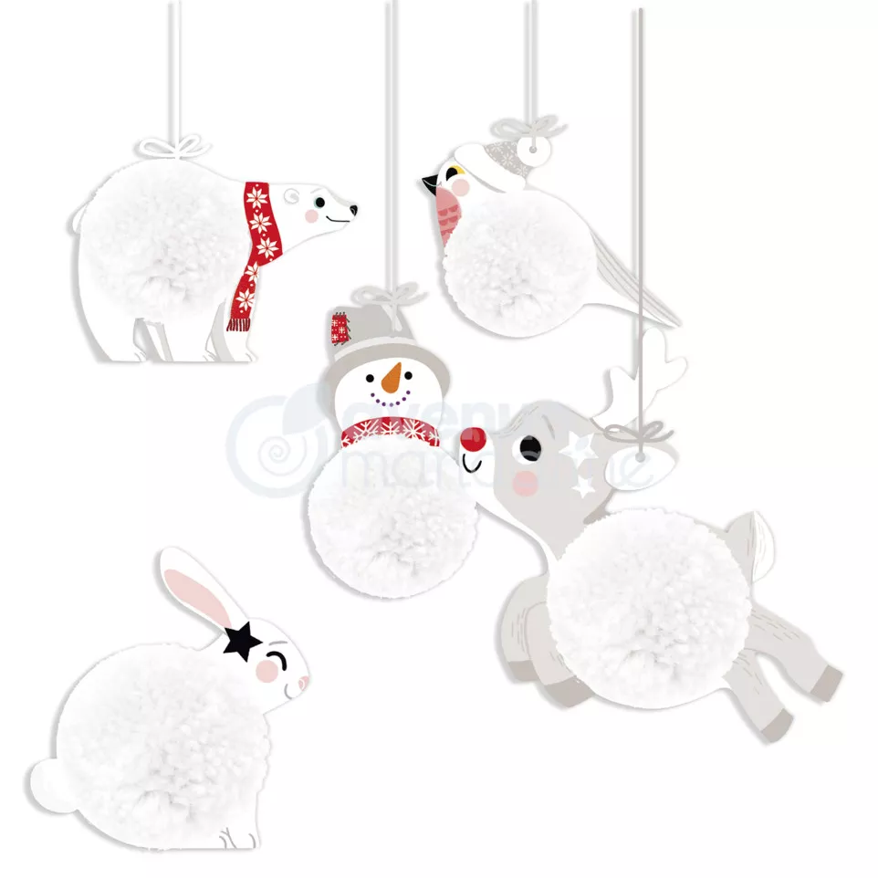 Creative box, Pompoms to hang/ Pc.