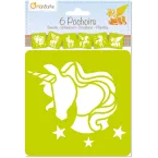 Set of 6 children's stencils, Unicorns/ Pc.