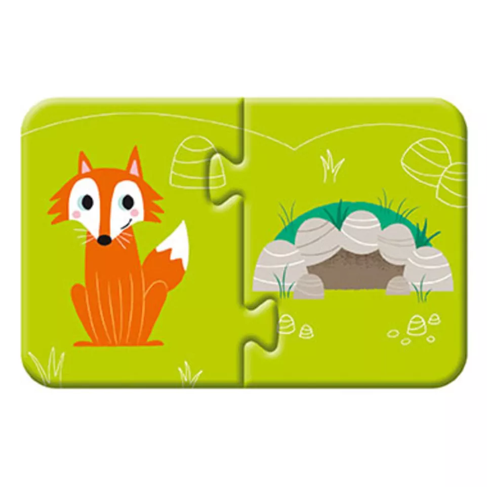 Puzzel 2-delig, Wie woont waar ?-/ St.