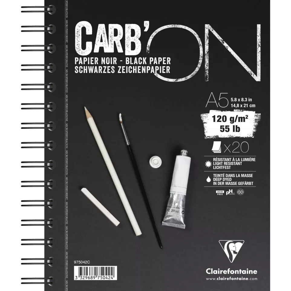Blok Carb'ON spiraal 20bl 120g A5-/ St.