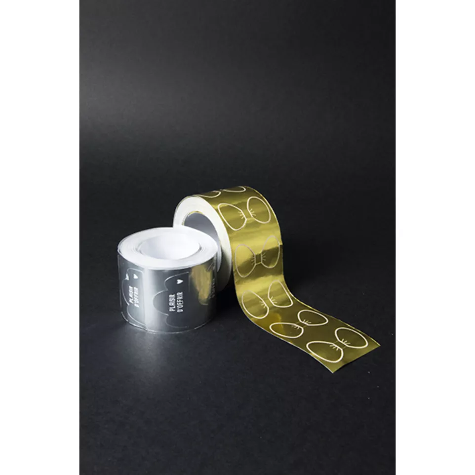Box of 250 gift labels, gold bow-/ Pc.