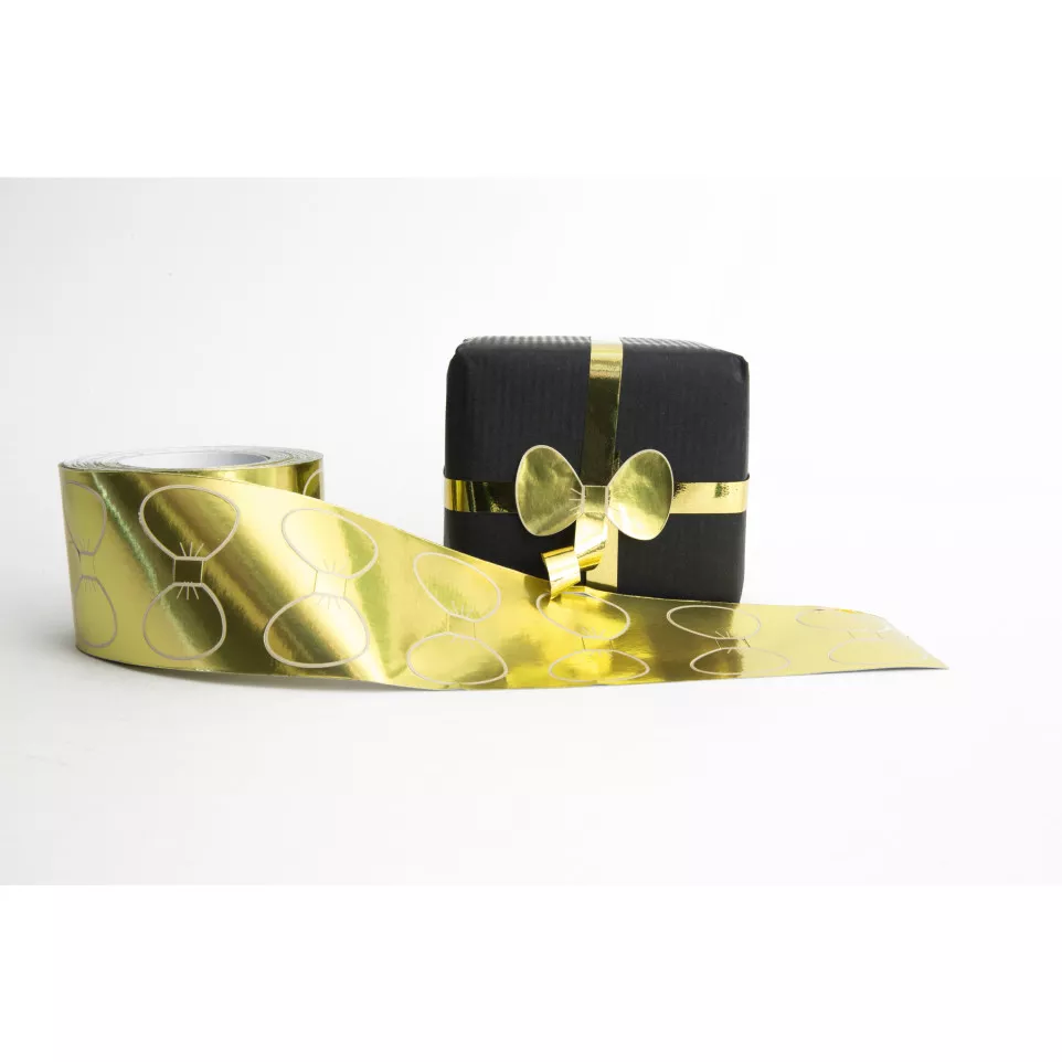 Box of 250 gift labels, gold bow-/ Pc.