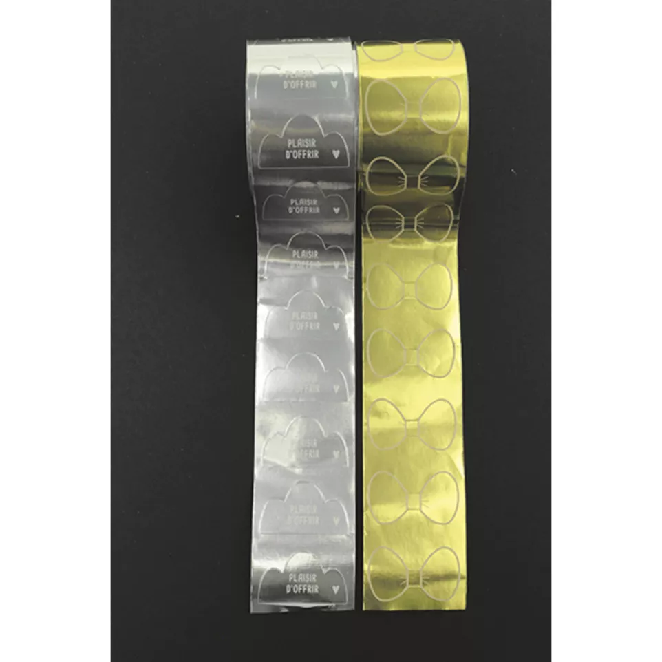 Box of 250 gift labels, gold bow-/ Pc.