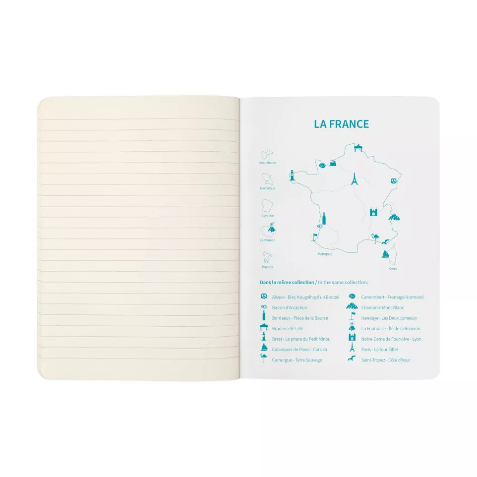 Carnet piqûre textile France A5 96...