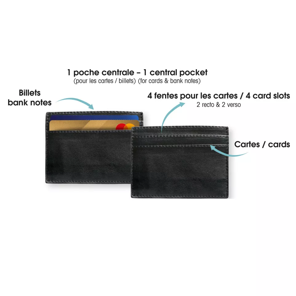 CUIR Porte carte CB-noir 7,5x10,5 cm/...