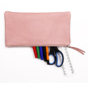 CUIR TEINTÉ Trousse plate 22x11 cm Corail/ Pce