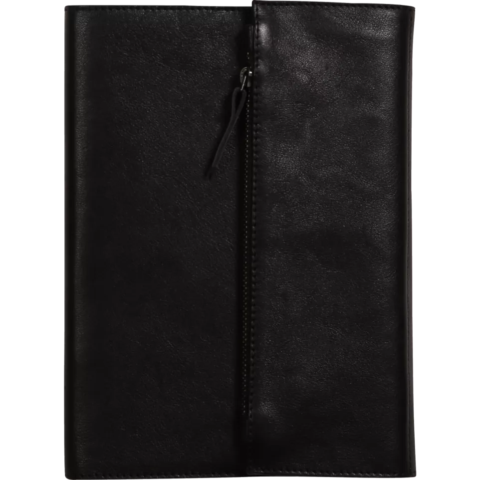 LEDER Notebook A5 60bl Lijn Zwart-/ St.