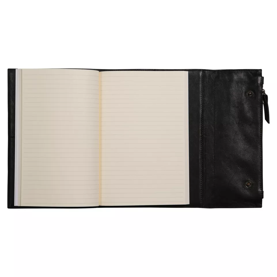 LEDER Notebook A5 60bl Lijn Zwart-/ St.