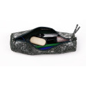 Céleste CUIR Trousse ronde Ø5,5x22 cm Lazer Vert Argent/ Pce