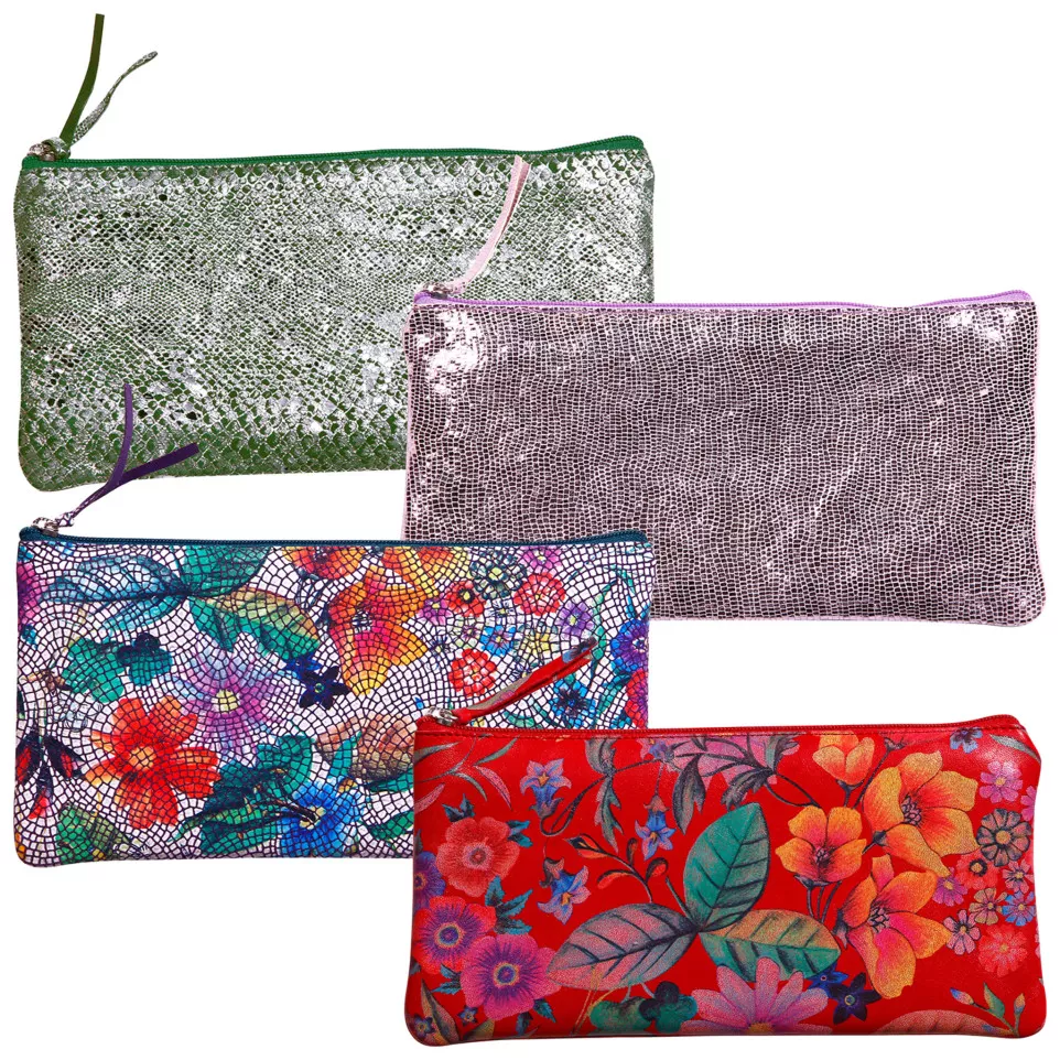 Céleste CUIR Trousse plate 22x11 cm...