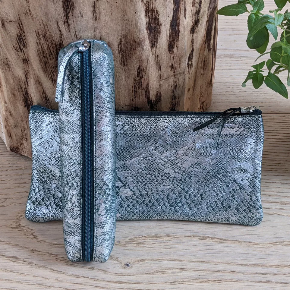 Céleste CUIR Trousse SLIM 19,5x2,5x4...