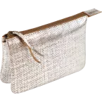 KLEOP CUIR PPochette- 2 comp. 13x9 Argent/ Pc.