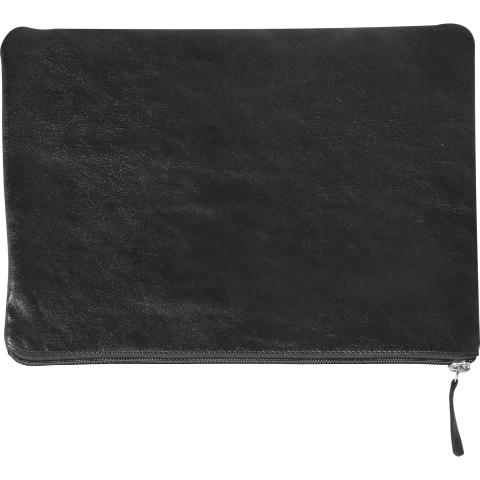 Leder platte pennenzak 23x32 zwart-/ St.