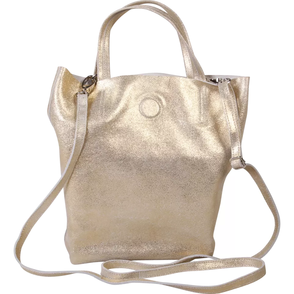 PLUME Tas iris suede 16x9x23 Goud-/ St.