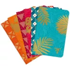 Carnet piqûre textile Neo Deco Collection Mi-Saison 11x17 cm 96 pages ligné motifs assortis papier ivoire/ Pce