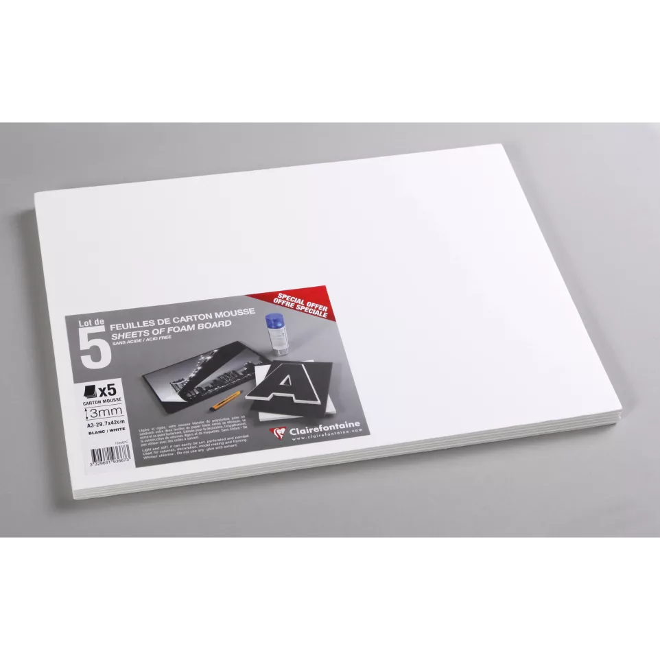 Carton Mousse lot 5 feuilles A3 3mm/ Pce