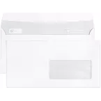 Boite de 500 Enveloppes Blanches DL-110x220mm - Auto-Adhésives - 90g/m2 - Fenêtre Papier Cristal 45x100 (position 20/20)/ Pce