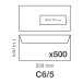 Boite de 500 Enveloppes Blanches C6/5-114x229mm - Auto-Adhésives - 80g/m2 - Fenêtre Papier Cristal 40x110 (position 30/20)/ Pce