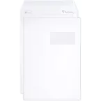 Boite de 250 Pochettes Blanches C4-229x324 mm - Auto-Adhésives -120g/m2- Fenêtre Papier Cristal 50x100 (position 50/20)/ Pce