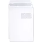 Boite de 250 Pochettes Blanches C4-229x324 mm - Auto-Adhésives -90g/m2- Fenêtre Papier Cristal 50x100 (position 50/20)/ Pce