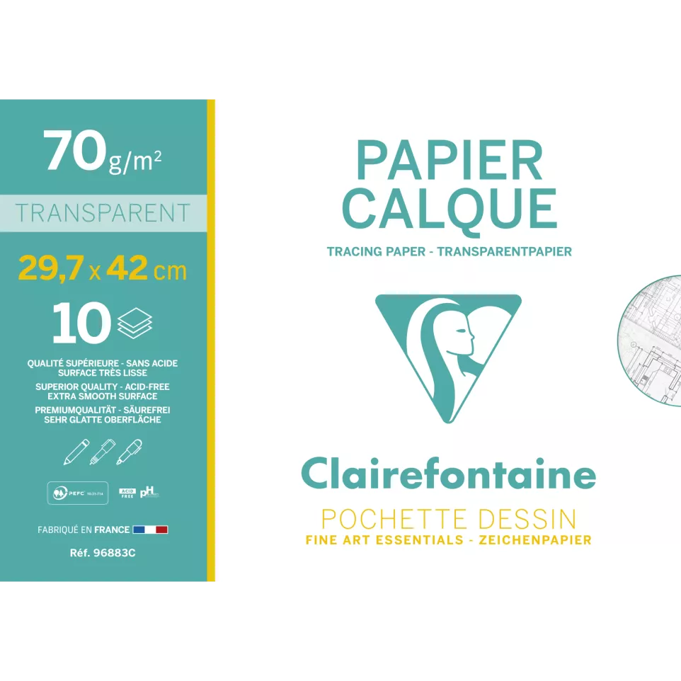 Papier Calque pochette 10F A3 70g/ Pce
