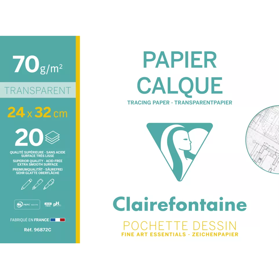 Papier Calque pochette 20F 24x32cm...