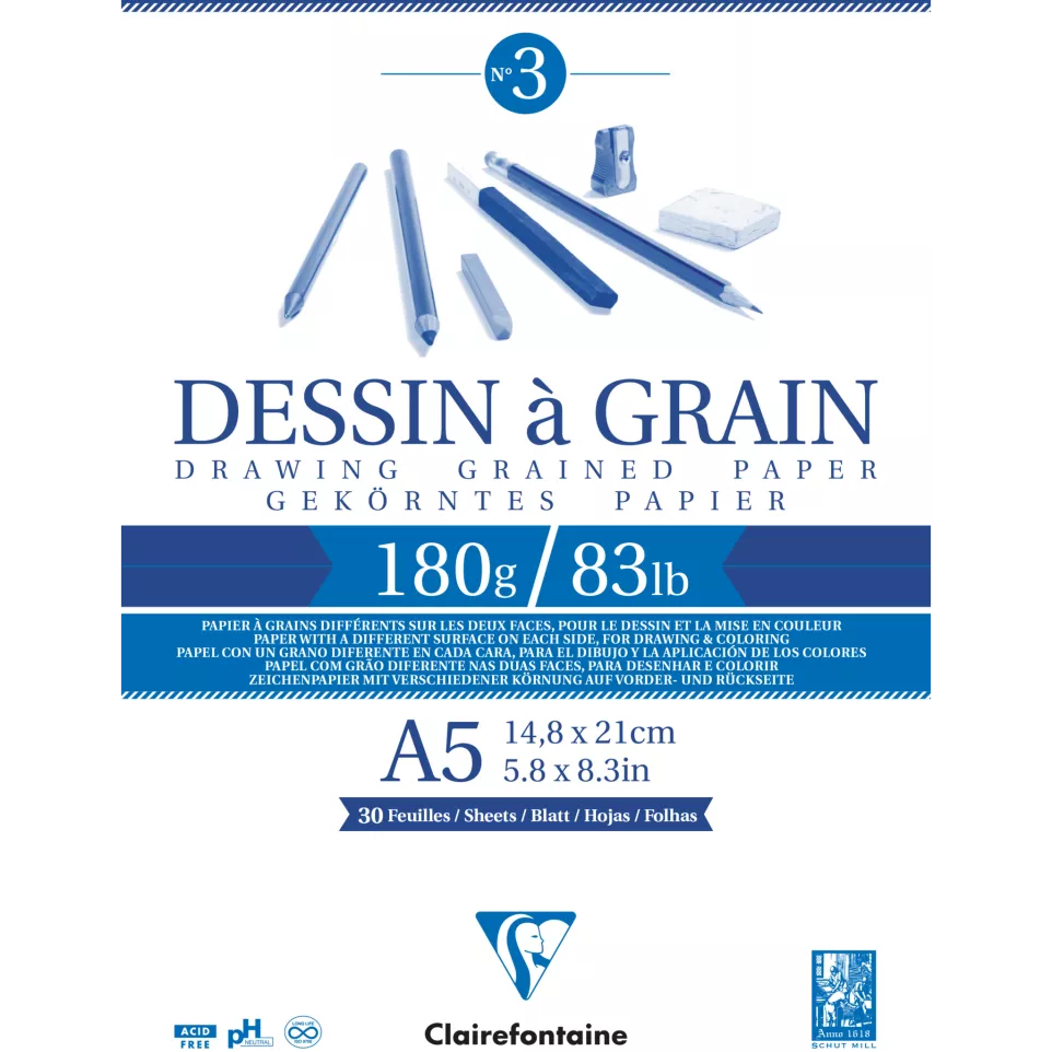 Blok Tekenpapier  30 blad 180g A5-/ St.