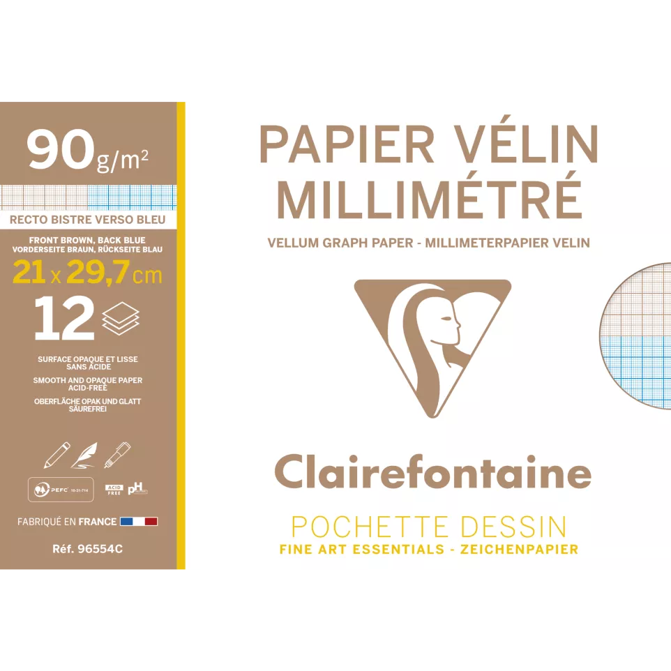 Vellum graph paper sepia A4 90g 12...