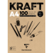 Kraft blok gelijmd 100 blad 90g A4-/ St.
