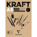 Clairefontaine Brown Textured Kraft Glued Pad, A5, 100 Sheets, 90g/ Pc.