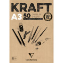 Clairefontaine Brown Textured Kraft Glued Pad, A5, 100 Sheets, 90g/ Pc.
