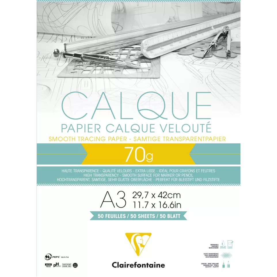 Blok kalkpapier 50bl- 70/75g A3...