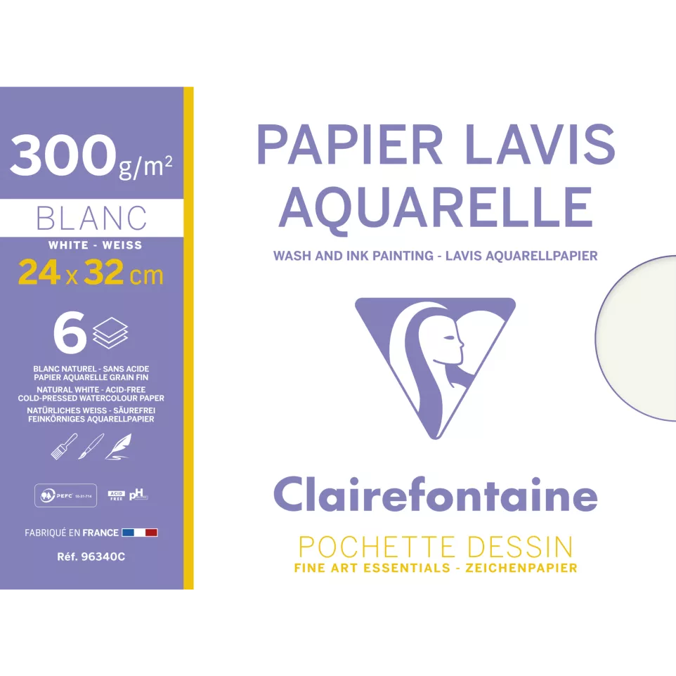 Lavis Aquarelle pochette 6F 24x32cm...