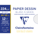 Clairefontaine 24 x 32cm Grained Drawing Paper 224g 12 sheets/ Pc.