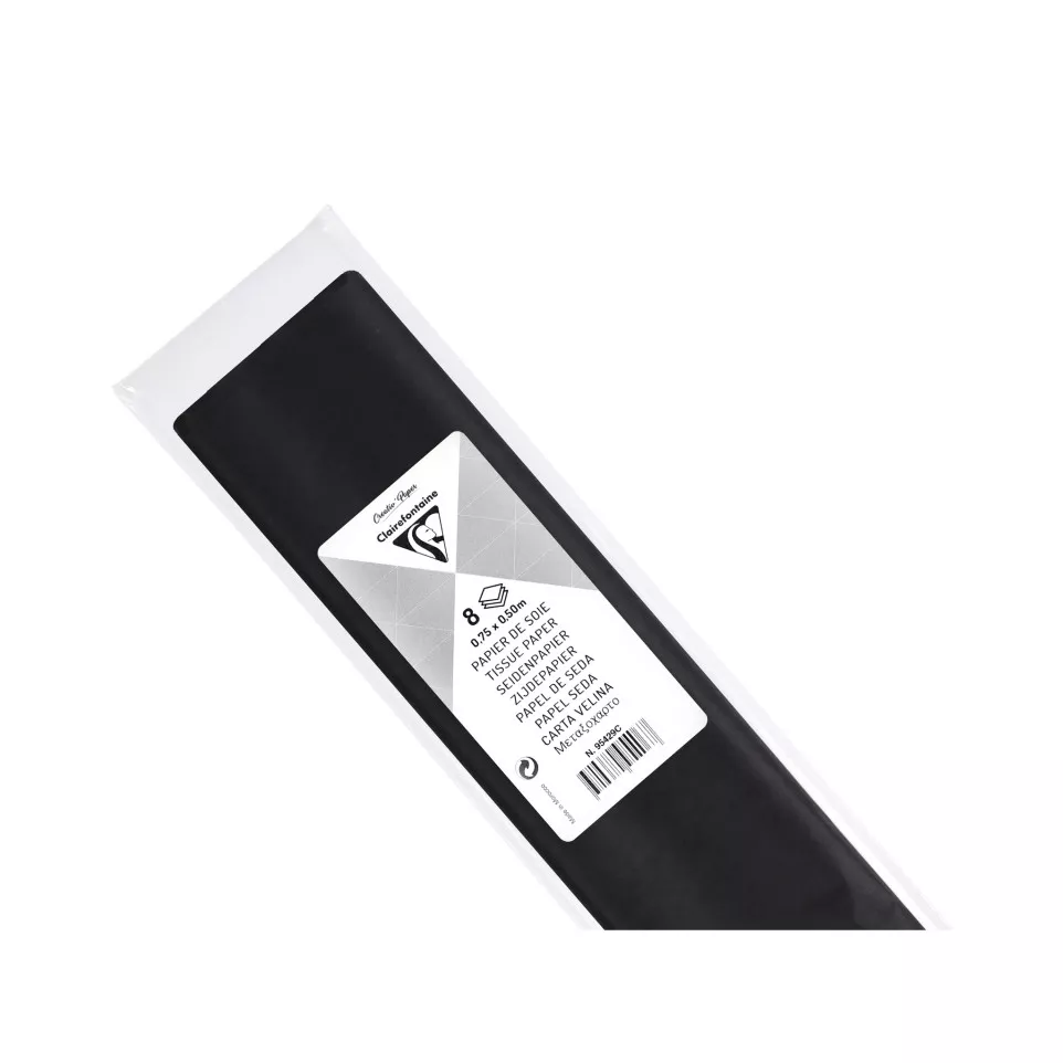 Zijdepapier 8 bl 18g 75x50cm zwart-/ St.