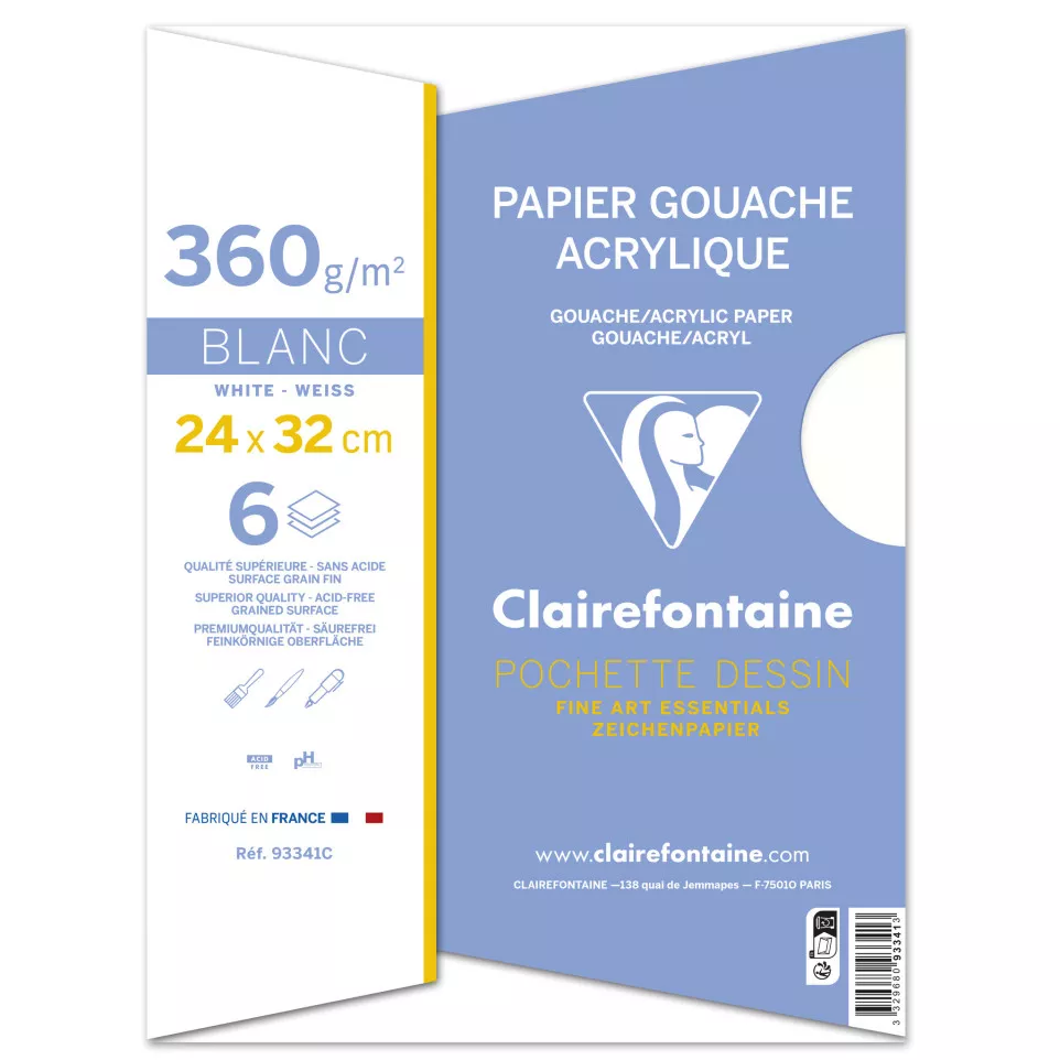 Etui 6 blad Gouache&-Acryl 360g...