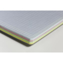 Cahier reliure intégrale A4+ 240 pages détachables perforé 4 trous petits carreaux + marge et cadre en-tête 4 couleurs de papier