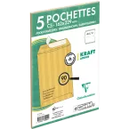 Paquet de 5 Pochettes Kraft Adour Brun C5-162x229mm - Auto-Adhésives - 90g/m2/ Pce