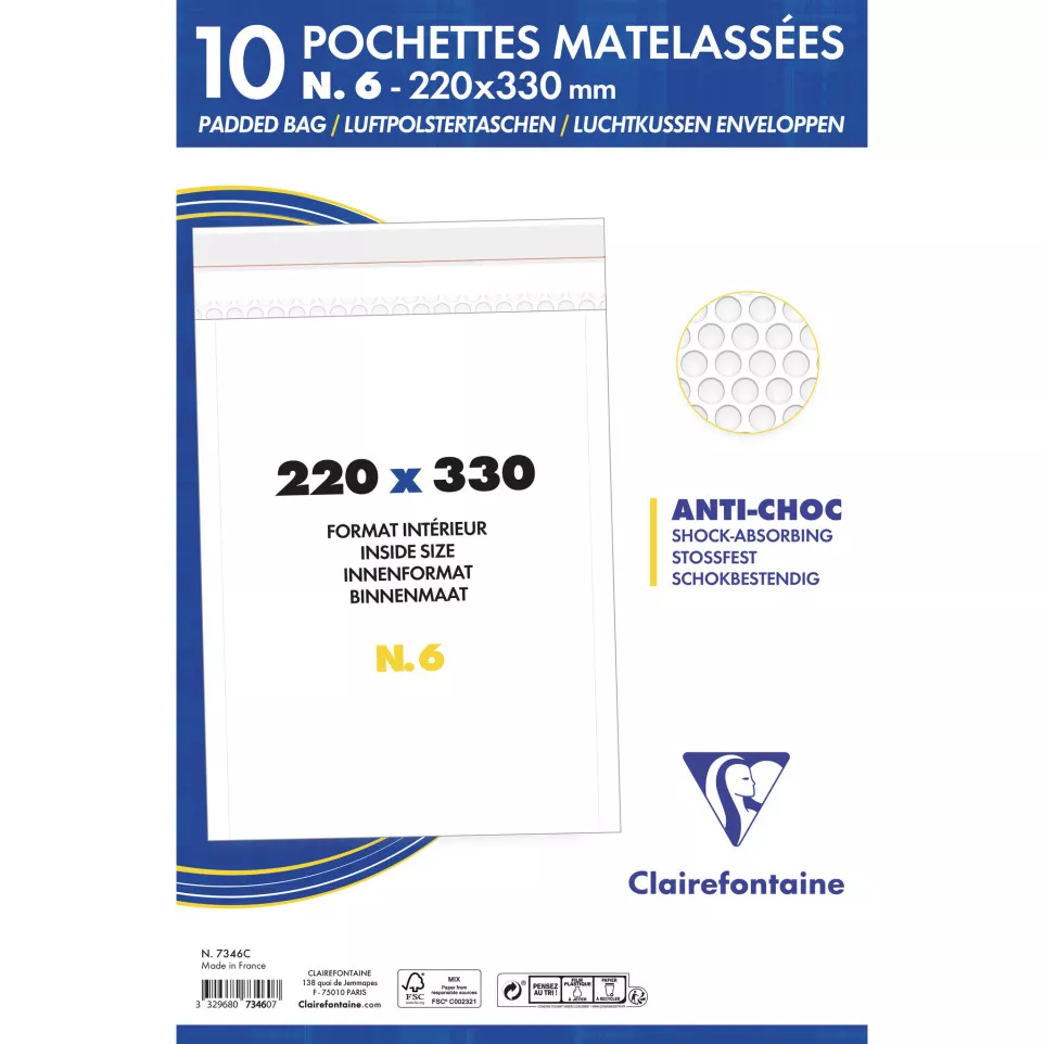 Paquet de 10 Pochettes Blanches...