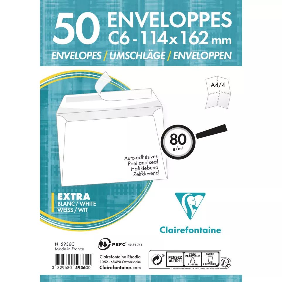 Envelop Adhéclair 80-g C6 114x162...